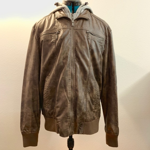 Zara Other - Bomber Motorcycle Faux Leather Hooded Jacket